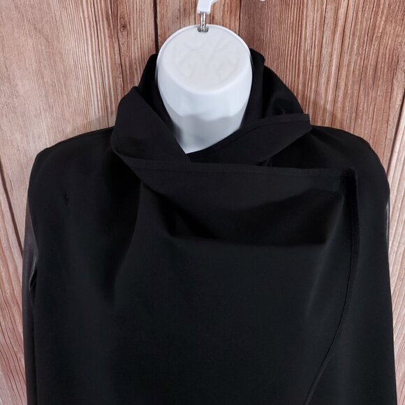 Spanx Womens Small Drape Front Jacket Very Black Convertible Faux Leather 50176R - Picture 9 of 14